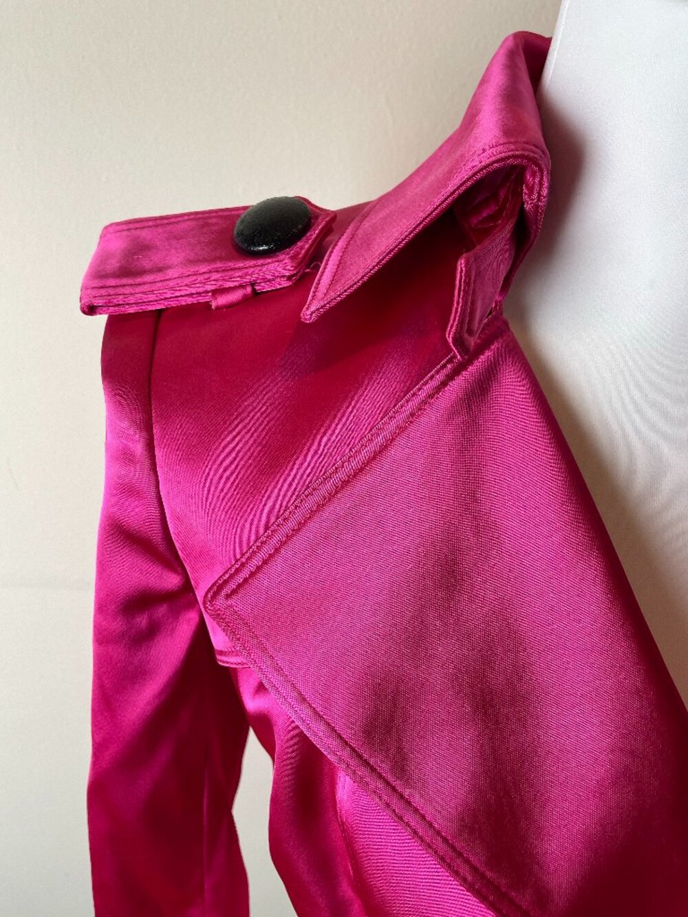 Cache Vintage Hot Pink Women's Double-Breasted Trench Coat/Jacket w/belt Size XS - Picture 8 of 16